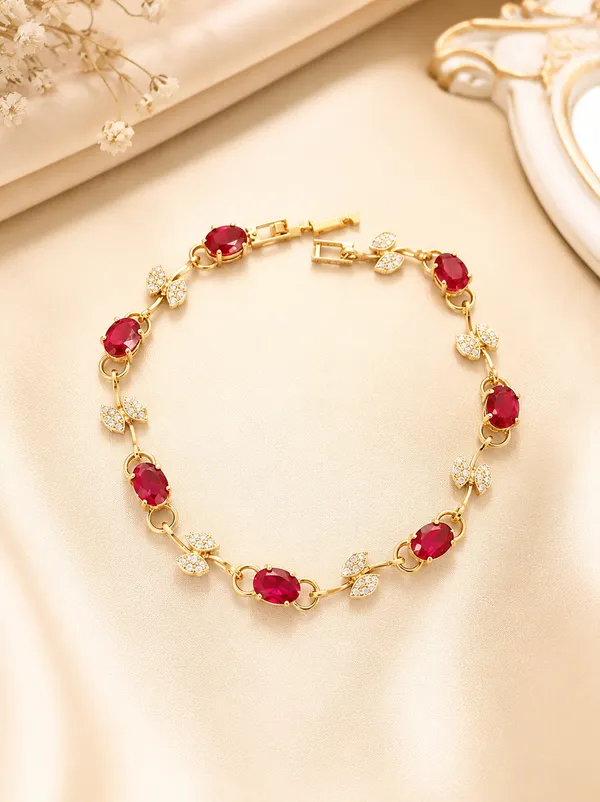 Luxury_Ruby_Red_Stone_Floral_Link_Bracelet_for_Women_|_1_Gram_Gold_Plated_Crystal_Leaf_Bracelet_|_Elegant_Party_Wear_Jewellery