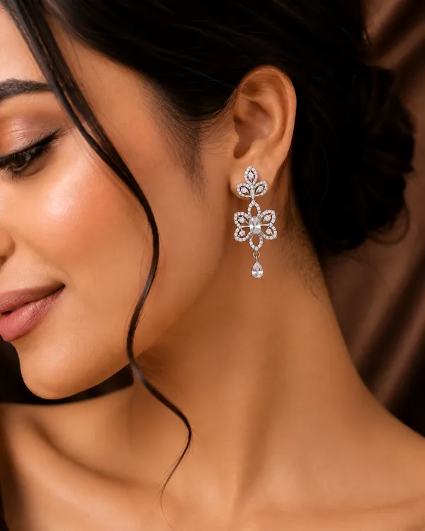 Luxury_Silver_Finish_CZ_Floral_Necklace_Set_for_Women_|_Premium_Crystal_Pendant_Necklace_with_Drop_Earrings_|_Wedding_&_Party_Wear_Jewellery_Set