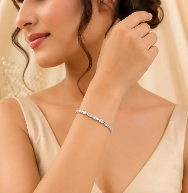 Luxury_Silver_Finish_Emerald_Cut_CZ_Tennis_Bracelet_for_Women_|_Premium_Diamond_Look_Bracelet_|_Elegant_Party_Wear_Fashion_Jewellery