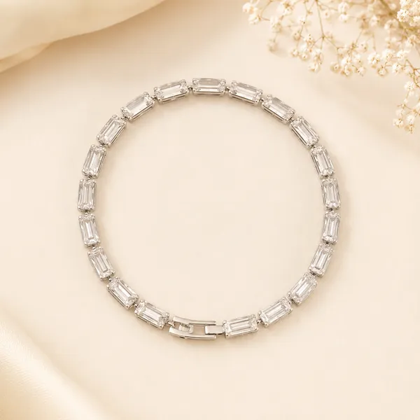 Luxury_Silver_Finish_Emerald_Cut_CZ_Tennis_Bracelet_for_Women_|_Premium_Diamond_Look_Bracelet_|_Elegant_Party_Wear_Fashion_Jewellery