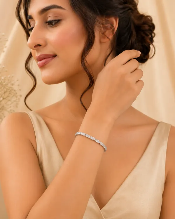 Luxury_Silver_Finish_Emerald_Cut_CZ_Tennis_Bracelet_for_Women_|_Premium_Diamond_Look_Bracelet_|_Elegant_Party_Wear_Fashion_Jewellery