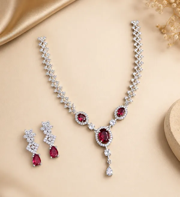 Luxury_Silver_Plated_Ruby_Red_CZ_Necklace_Set_for_Women_|_Premium_American_Diamond_Bridal_Jewellery_Set