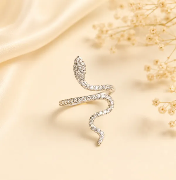 Luxury_Snake_Adjustable_Ring_for_Women_|_White_Stone_Serpent_Open_Ring_|_Silver_Finish_Statement_Fashion_Ring_|_Free_Size
