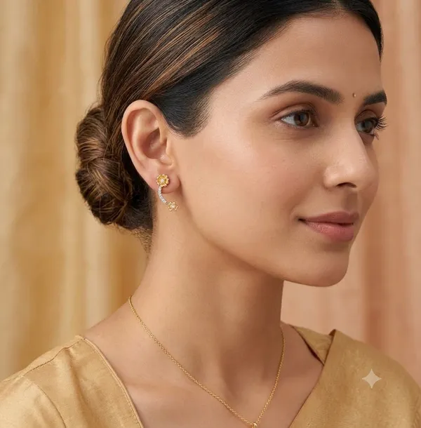 Natural_Diamond_Yellow_Gold_Floral_Drop_Earrings