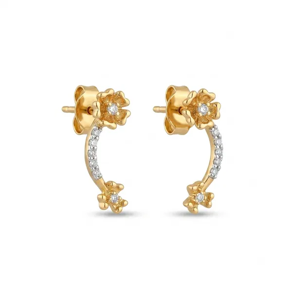 Natural_Diamond_Yellow_Gold_Floral_Drop_Earrings