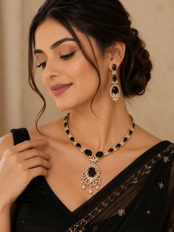 Noir_Blossom_American_Diamond_Necklace_Set