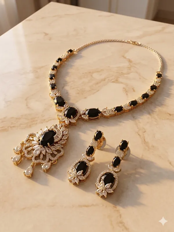 Noir_Blossom_American_Diamond_Necklace_Set
