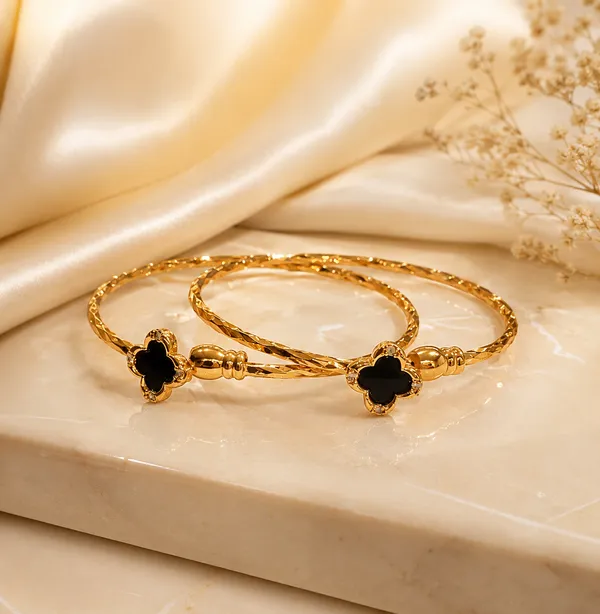Premium_Black_Clover_Charm_Gold_Plated_Girls_Bracelet_Set_of_2_|_Anti_Tarnish_|_Elegant_Fashion_Bracelet_for_Women_&_Girls