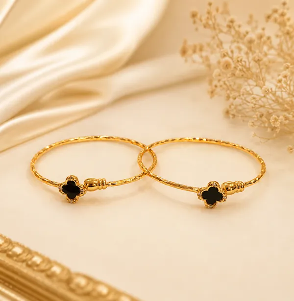 Premium_Black_Clover_Charm_Gold_Plated_Girls_Bracelet_Set_of_2_|_Anti_Tarnish_|_Elegant_Fashion_Bracelet_for_Women_&_Girls