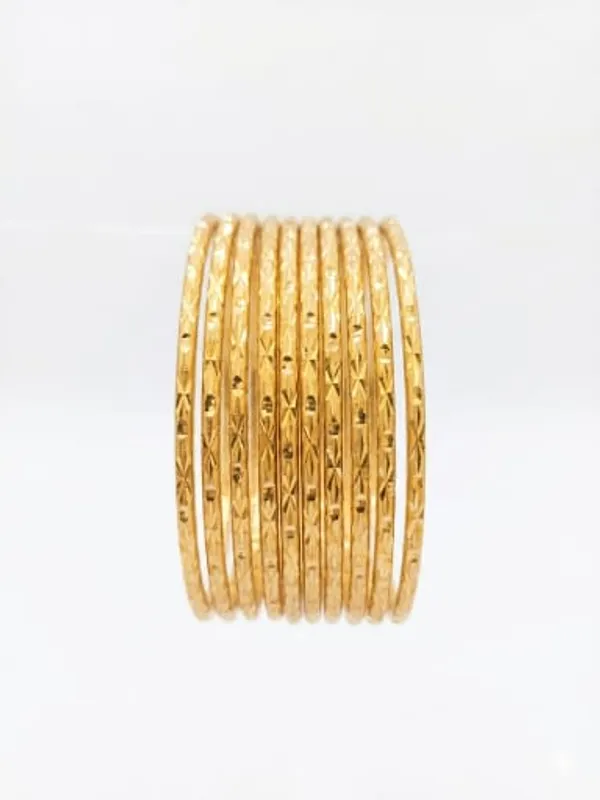 1_Gram_Gold_Plated_Textured_Bangle_Set_For_Women