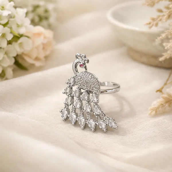Royal_Peacock_American_Diamond_Adjustable_Ring_for_Women_|_Silver_Finish_Imitation_Jewellery_|_Party_Wear_Fashion_Ring