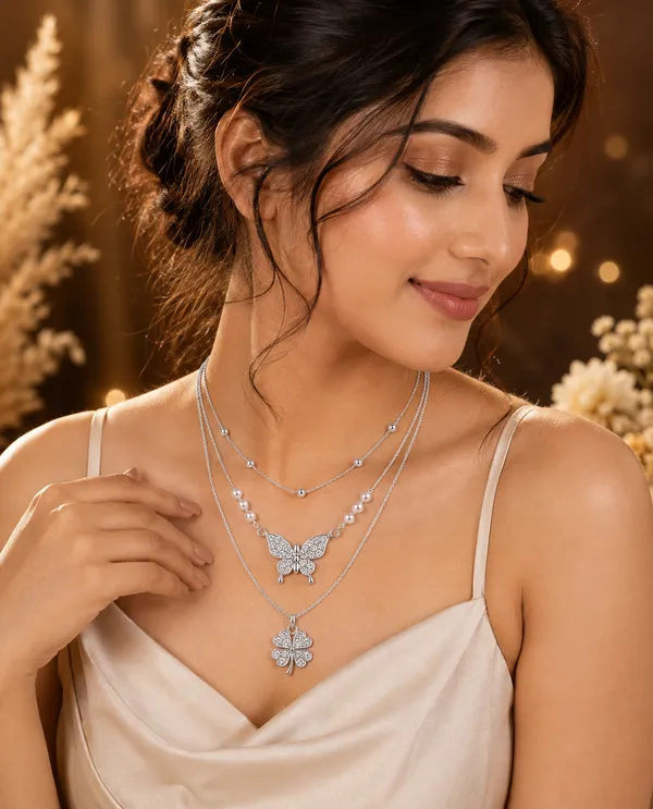 Silver_Butterfly_&_Clover_Layered_Pearl_Necklace_for_Women_|_Premium_Imitation_Necklace_|_Anti-Tarnish_Fashion_Jewellery