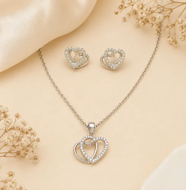 Silver_Plated_Crystal_Double_Heart_Pendant_Set