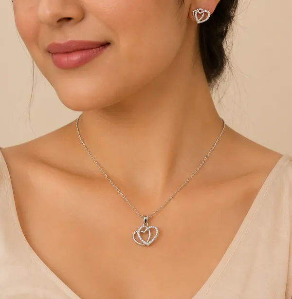 Silver_Plated_Crystal_Double_Heart_Pendant_Set