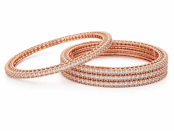 Rose_Gold_Diamond_Studded_Spiral_Wrap_Bangles_Set