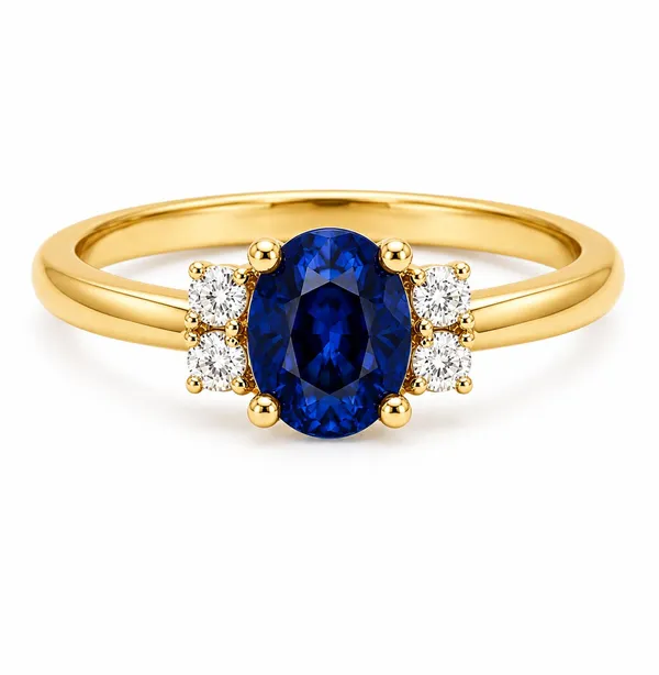 14K_Yellow_Gold_Blue_Gemstone_Diamond_Ring_–_0.15_Ct_Natural_Diamonds