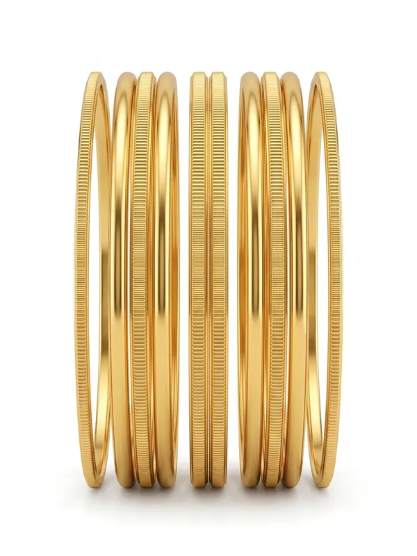 1_Gram_Gold_Plated_Textured_Bangle_Set_For_Women