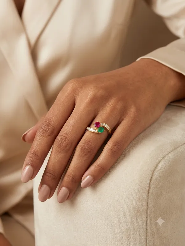 18K_Yellow_Gold_Diamond_&_Emerald_Ruby_Ring_–_2.99g_Natural_Diamond_Designer_Ring