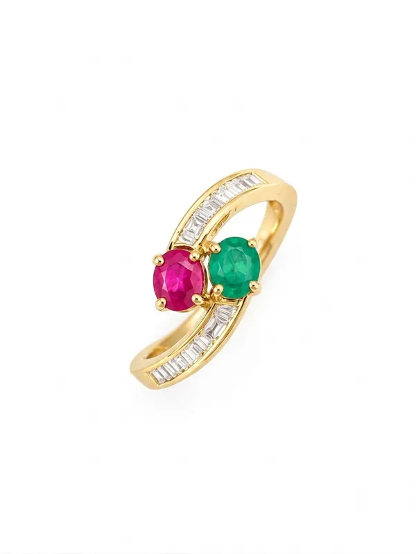 18K_Yellow_Gold_Diamond_&_Emerald_Ruby_Ring_–_2.99g_Natural_Diamond_Designer_Ring