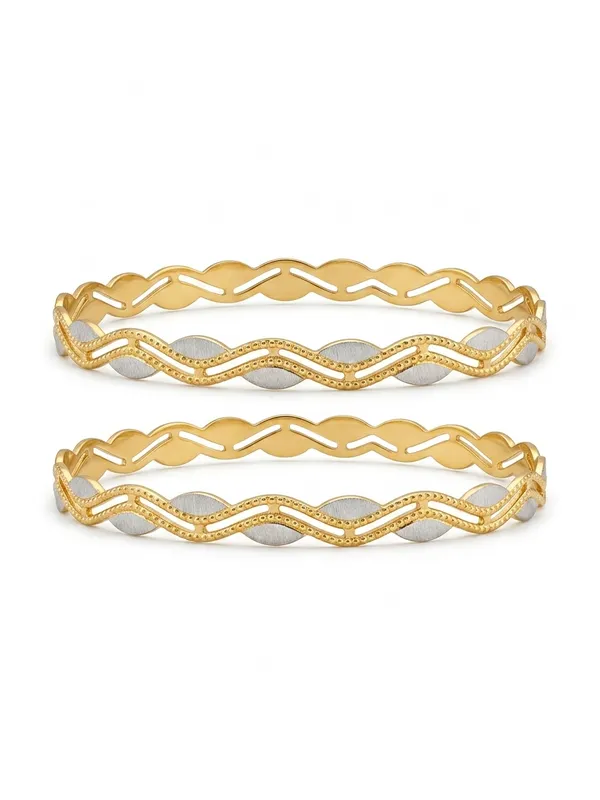 1_Gram_Gold_And_Silver_Two-Tone_Braided_Bangle_Set_Of_2