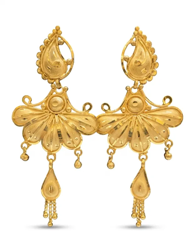 1_Gram_Gold_Plated_Floral_Paisley_Drop_Earrings_For_Women