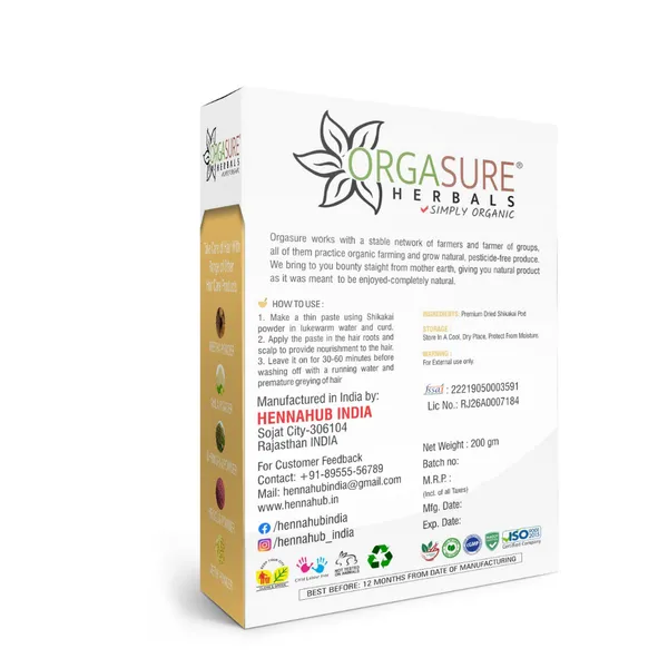 Orgsaure_Organic_Shikakai_Powder_For_Hair_Acacia_Concinna_200_G_Pack_Of_3