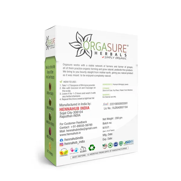 Orgasure_Bhringraj_Powder_For_Hair_Eclipta_Alba_200_G_Pack_Of_3