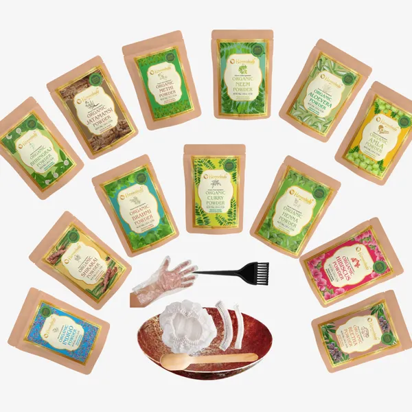 Hennahub_Amla_Reetha_Shikakai_Bhringraj_Hibiscus_Methi_Henna_Indigo_Neem_Brahmi_Curry_Leaves_Jatamansi_Aloevera_Powder_With_Iron_Bowl_Combo_Pack_Of_13_Double_Filtered_1300_G
