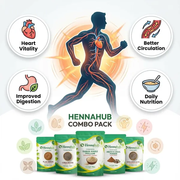 Hennahub_Cardio_Wellness_Seeds_Herb_Combo_Arjun_Ki_Chaal_Powder_Flax_Chia_Sunflower_Seeds_Isabgol_Husk_Pack_Of_5_Each_100_Gm_Heart_Health_Cholesterol_Balance_Fibre_Omega_Support