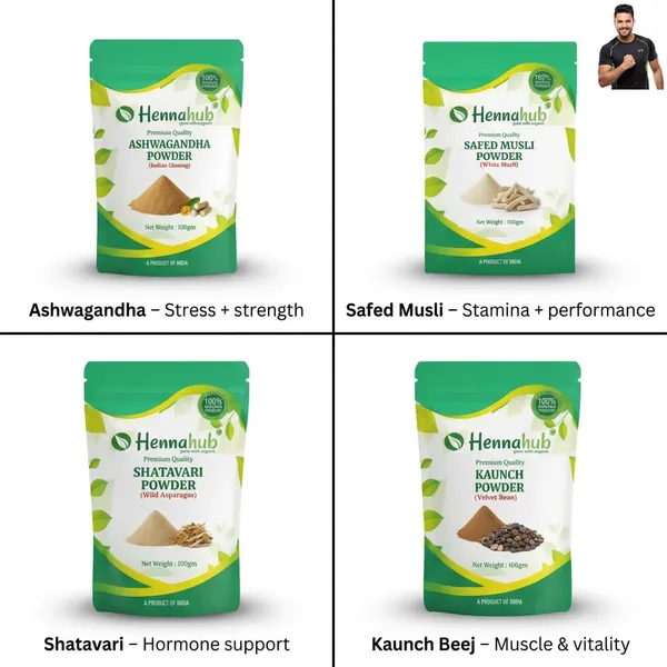 Hennahub_Men_S_Performance_Vitality_Combo_Ashwagandha_Safed_Musli_Shatavari_Kaunch_Beej_Powder_Pack_Of_4_X_100_G_Strength_Stamina_Energy_Wellness_Support_100_Ayurvedic