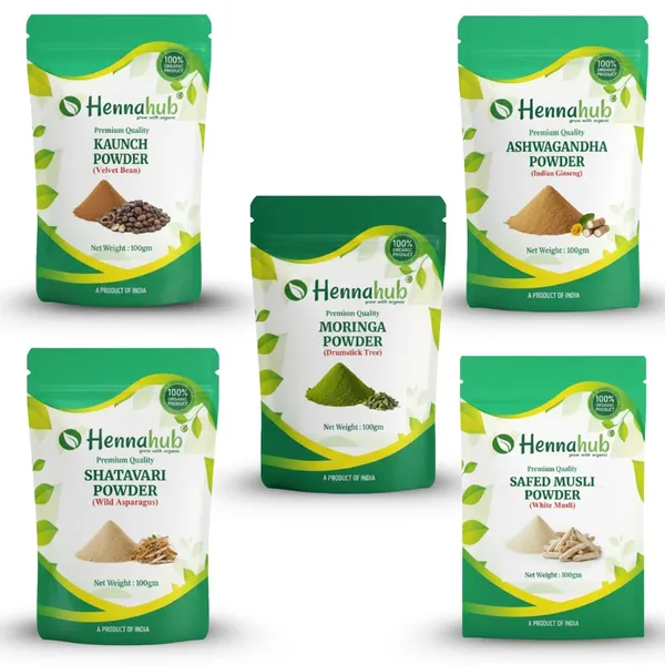 Hennahub_Advanced_Men_S_Performance_Combo_Ashwagandha_Safed_Musli_Shatavari_Kaunch_Beej_Moringa_Powder_Pack_Of_5_X_100_G_Strength_Energy_Vitality_Daily_Nutrition_Ayurvedic_Wellness_Boost