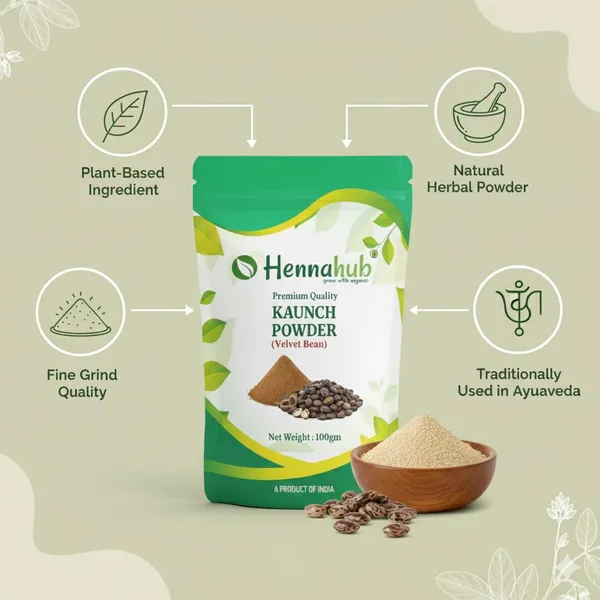 Hennahub_Kaunch_Powder_Food_Grade_100_Gm_Pack_Pure_Mucuna_Pruriens_Seed_Powder_Natural_Botanical_Ingredient_For_Warm_Drinks_Smoothies_Herbal_Mixes_Pack_Of_2