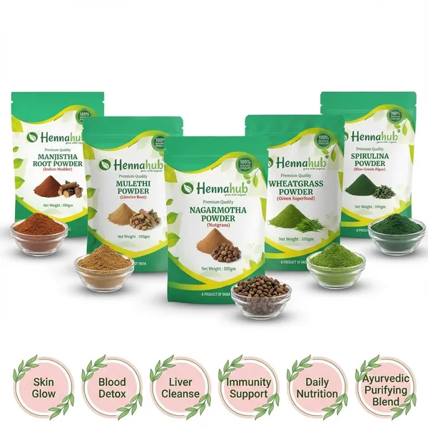 Hennahub_Advanced_Skin_Blood_Detox_Combo_Manjistha_Mulethi_Nagarmotha_Wheatgrass_Spirulina_Powder_Pack_Of_5_100_G_Skin_Glow_Detox_Cleanse_Immunity_Daily_Nutrition_Ayurvedic_Purifying_Blend