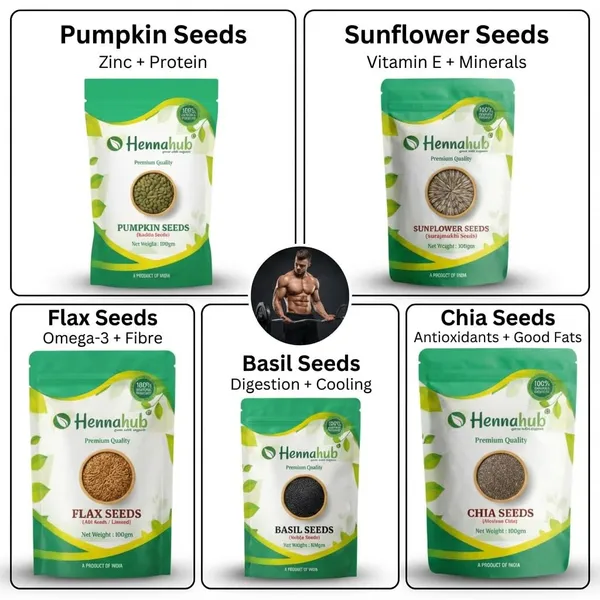 Hennahub_5_In_1_Super_Seeds_Power_Combo_Pumpkin_Sunflower_Flax_Chia_Basil_Seeds_Pack_Of_5_X_100_G_Omega_Rich_High_Protein_Fibre_Loaded_Superfood_Mix_For_Healthy_Breakfast_Snacking