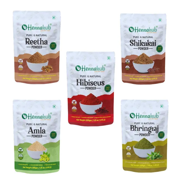 Hennahub_Amla,_Reetha,_Shikakai,_Bhringraj_and_Hibiscus_Powder_for_Hair_Growth_&_Hair_Mask,_200g_each_(Combo_Pack_of_5)