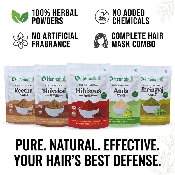 Hennahub_Amla,_Reetha,_Shikakai,_Bhringraj_and_Hibiscus_Powder_for_Hair_Growth_&_Hair_Mask,_200g_each_(Combo_Pack_of_5)