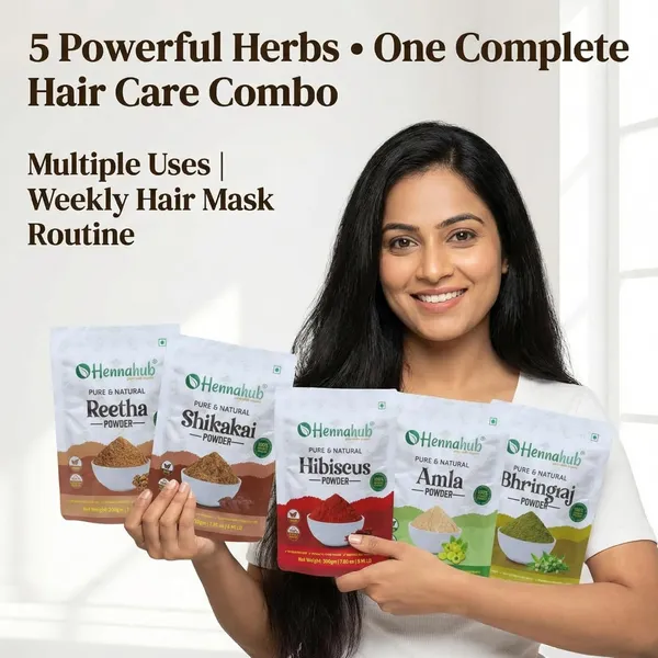 Hennahub_Amla,_Reetha,_Shikakai,_Bhringraj_and_Hibiscus_Powder_for_Hair_Growth_&_Hair_Mask,_200g_each_(Combo_Pack_of_5)