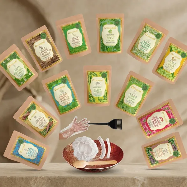 Hennahub_Amla_Reetha_Shikakai_Bhringraj_Hibiscus_Methi_Henna_Indigo_Neem_Brahmi_Curry_Leaves_Jatamansi_Aloevera_Powder_With_Iron_Bowl_Combo_Pack_Of_13_Double_Filtered_1300_G