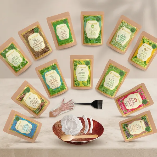 Hennahub_Amla_Reetha_Shikakai_Bhringraj_Hibiscus_Methi_Henna_Indigo_Neem_Brahmi_Curry_Leaves_Jatamansi_Aloevera_Powder_With_Iron_Bowl_Combo_Pack_Of_13_Double_Filtered_1300_G