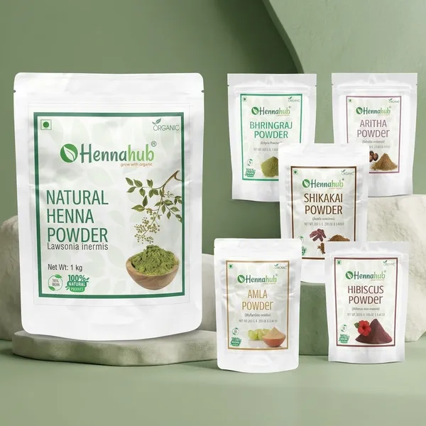 Hennahub_Natural_Henna_1_Kg_And_Amla_Reetha_Shikakai_Bhringraj_Hibiscus_Powder_For_Hair_200_G_Each_Pack_Of_6