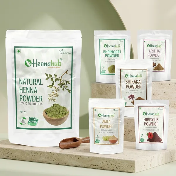 Hennahub_Natural_Henna_1_Kg_And_Amla_Reetha_Shikakai_Bhringraj_Hibiscus_Powder_For_Hair_200_G_Each_Pack_Of_6