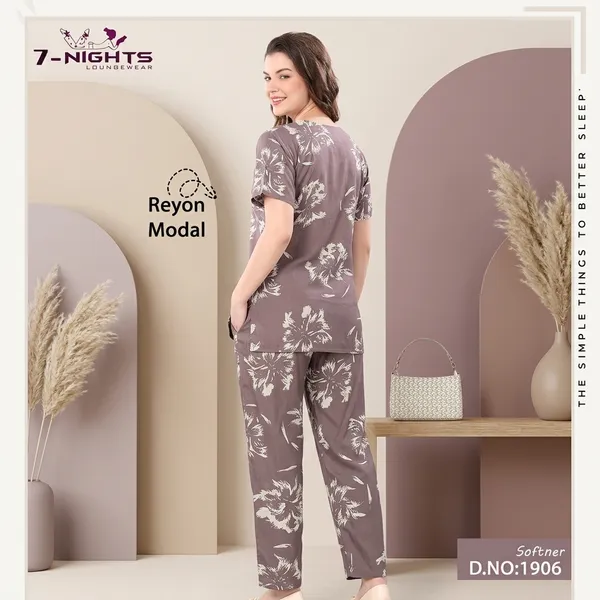 Grey_And_Brown_Rayon_Modal_Floral_Print_Night_Suit_For_Women