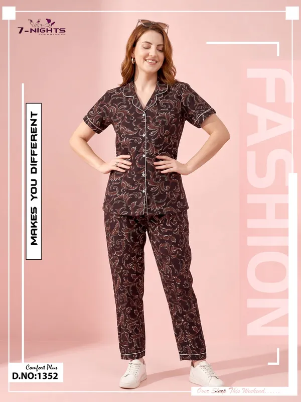 Brown_Paisley_Printed_Cotton_Night_Suit_for_Women