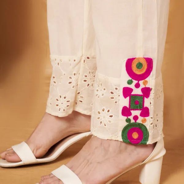 Cream_Cotton_Crochet_Multicolor_Thread_Co-Ord_Set_For_Women