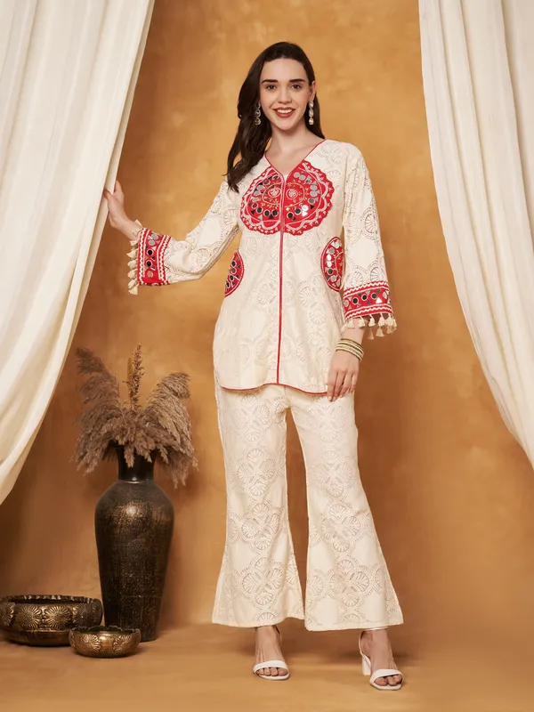 Cream_Cotton_Crochet_Bell-Bottom_Co-Ord_Set_For_Women