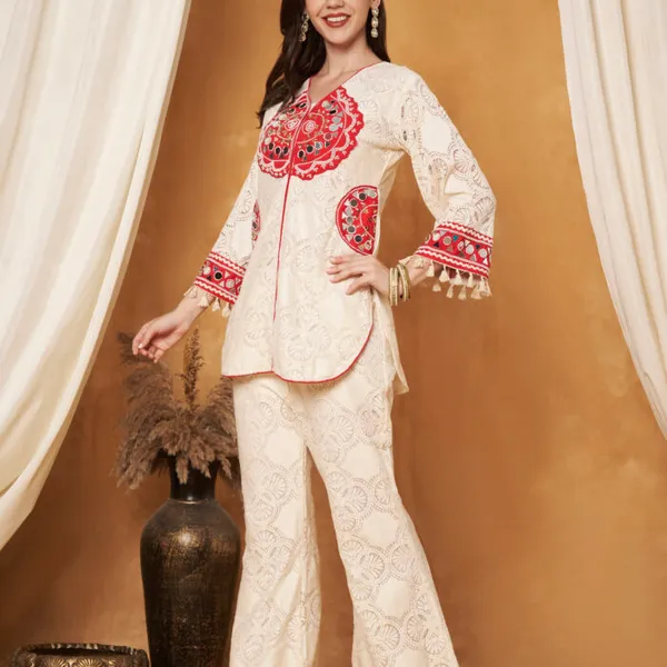 Cream_Cotton_Crochet_Bell-Bottom_Co-Ord_Set_For_Women