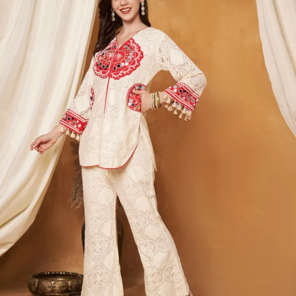 Cream_Cotton_Crochet_Bell-Bottom_Co-Ord_Set_For_Women