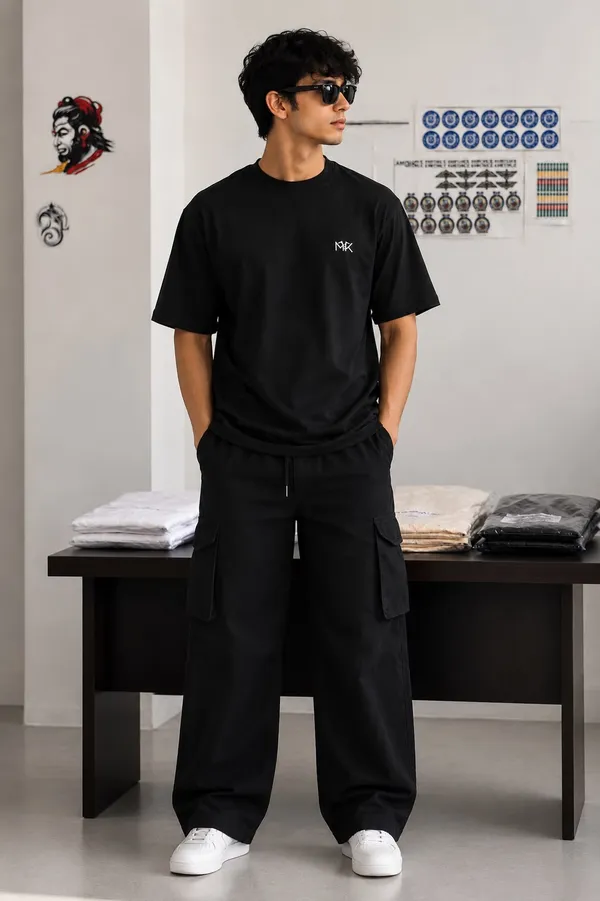 COTTON_BLACK_MENS_ROUNDNECK_CASUAL_TSHIRT