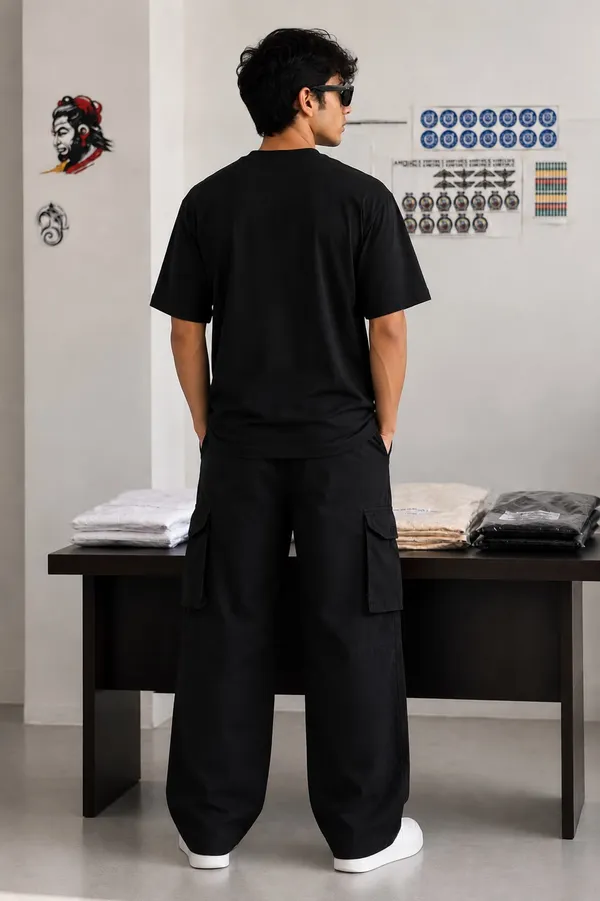 COTTON_BLACK_MENS_ROUNDNECK_CASUAL_TSHIRT