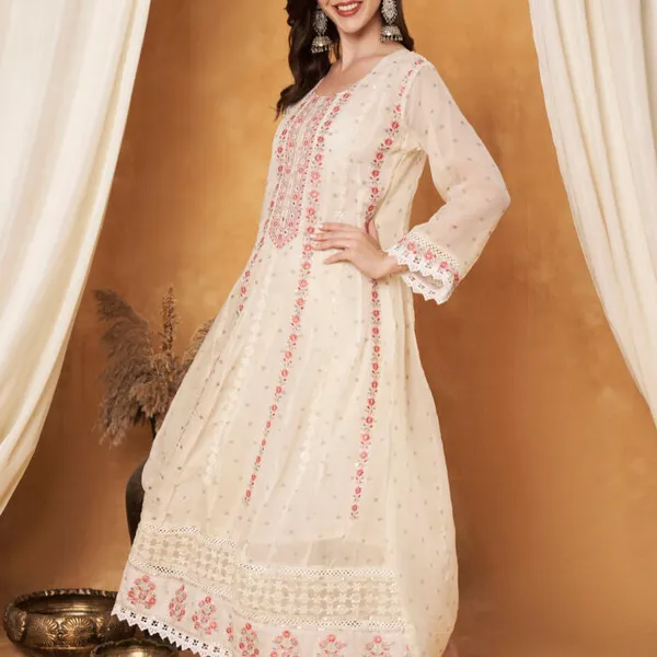 Cream_Polyester_Organza_A-Line_Embroidered_Suit_Set_With_Dupatta_For_Women